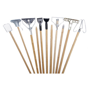 Hardwood Dust Mop Handle with Push rack and Switch Broom Wooden Bamboo Pole Mop Handle with Metal Head Thread or Tapered end