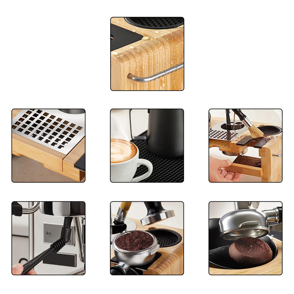 Bamboo Coffee Station Art Pen Brush Bar Mat Towel Coffee Maker Accessories Barista Accessories for kitchen