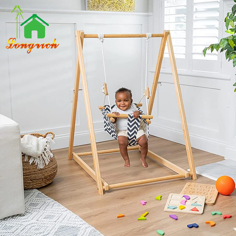 Baby Swing Seat Wooden Stick Hanging Indoor Swing For Kids & Temporary Baby Swing Indoor