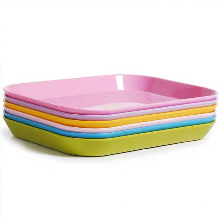 Modern serving tray table decorativas bandejas de plastico, plateau service cheap melamine plastic bulk food serving trays