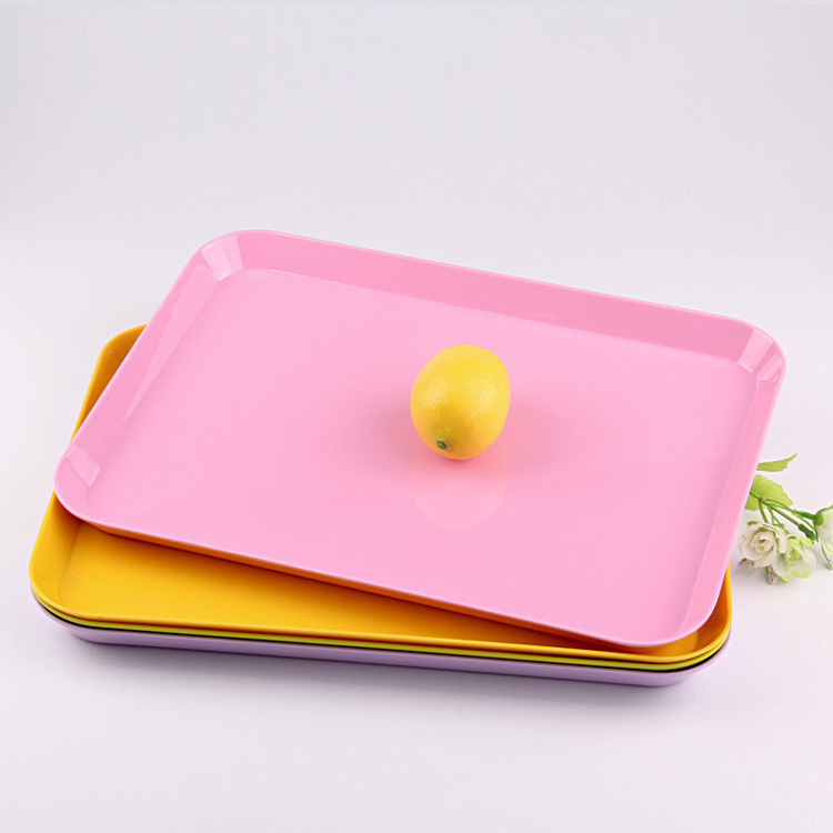 Modern serving tray table decorativas bandejas de plastico, plateau service cheap melamine plastic bulk food serving trays