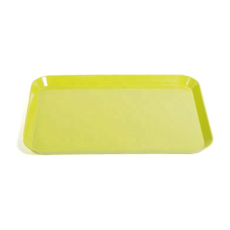 Cheap price restaurant use strong melamine colourful trays, solid color melamine plastic custom rolling tray