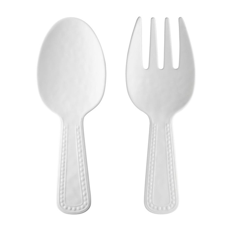 Salad server spoon 11 inch customized printing melamine mixing salad serving spoon with fork