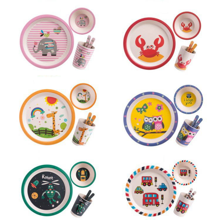 Cartoon Children Dinnerware Set Printing Baby Safe Feeding Plate Melamine Custom Unbreakable Dishes Bowl Kids Dinnerware