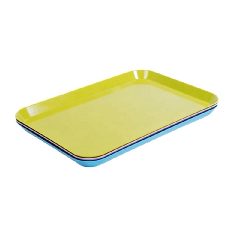 Cheap price restaurant use strong melamine colourful trays, solid color melamine plastic custom rolling tray