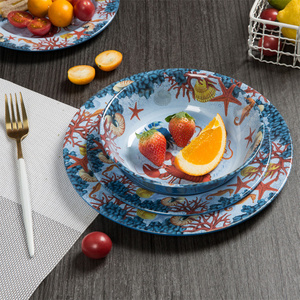 Meeres geschirr lobster print dining ware plate with bowl, high grade melamine kitchenware set dinner plates