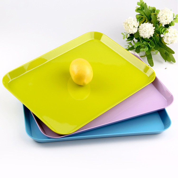 Modern serving tray table decorativas bandejas de plastico, plateau service cheap melamine plastic bulk food serving trays