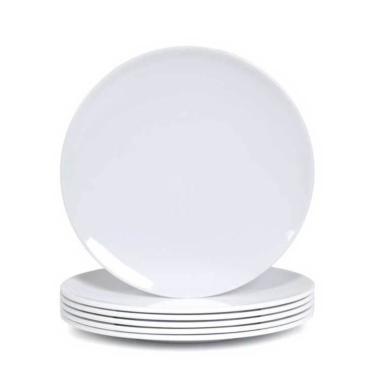 Platos de melanina blancos camping dishes, BPA free white non rim melamine dinner plate 11 inch