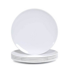 Platos de melanina blancos camping dishes, BPA free white non rim melamine dinner plate 11 inch