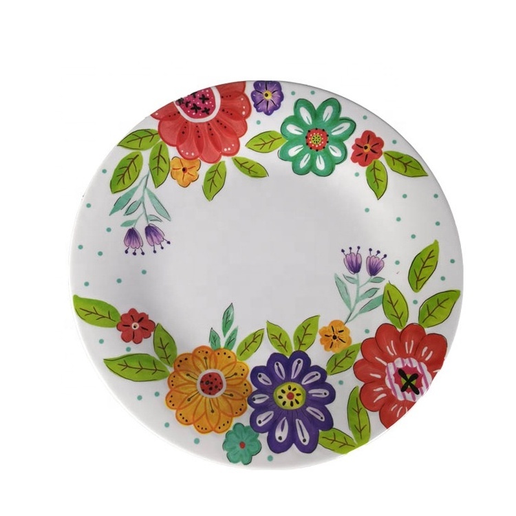 Designer flowers decal printed melamine pakistani dinner set