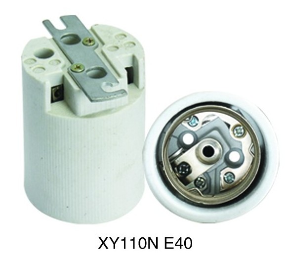 E40 XY110 Porcelain and ceramic lamp holder with metal shelf converts for the bulb component