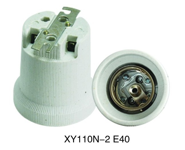 E40 XY110 Porcelain and ceramic lamp holder with metal shelf converts for the bulb component