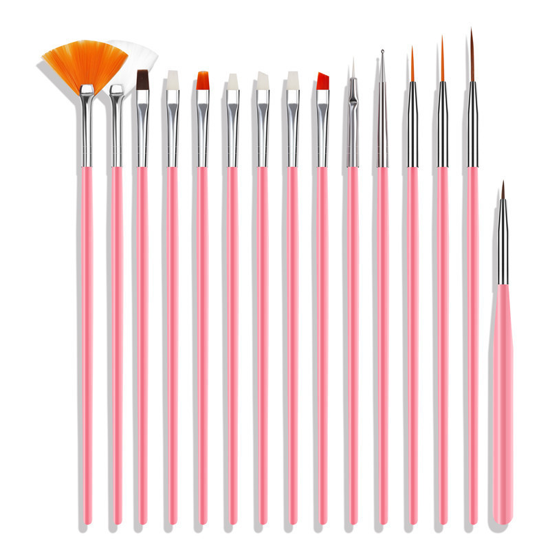 Morri Professional Pink Private Label Glitter Handle Nail Art Line Painting Gel Brush Set For Nail Art