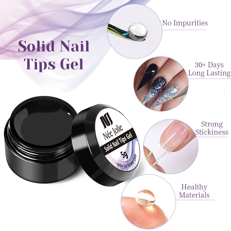 Custom Nail Tip Glue 5g Sticky Soft Gel Long Lasting Fast Dry Manicure Press On Nails Gummy UV Solid False Tips Glue