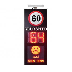 60*150cm Outdoor Customized digit remote control signs  LED display with lively face solar radar speed limit sign