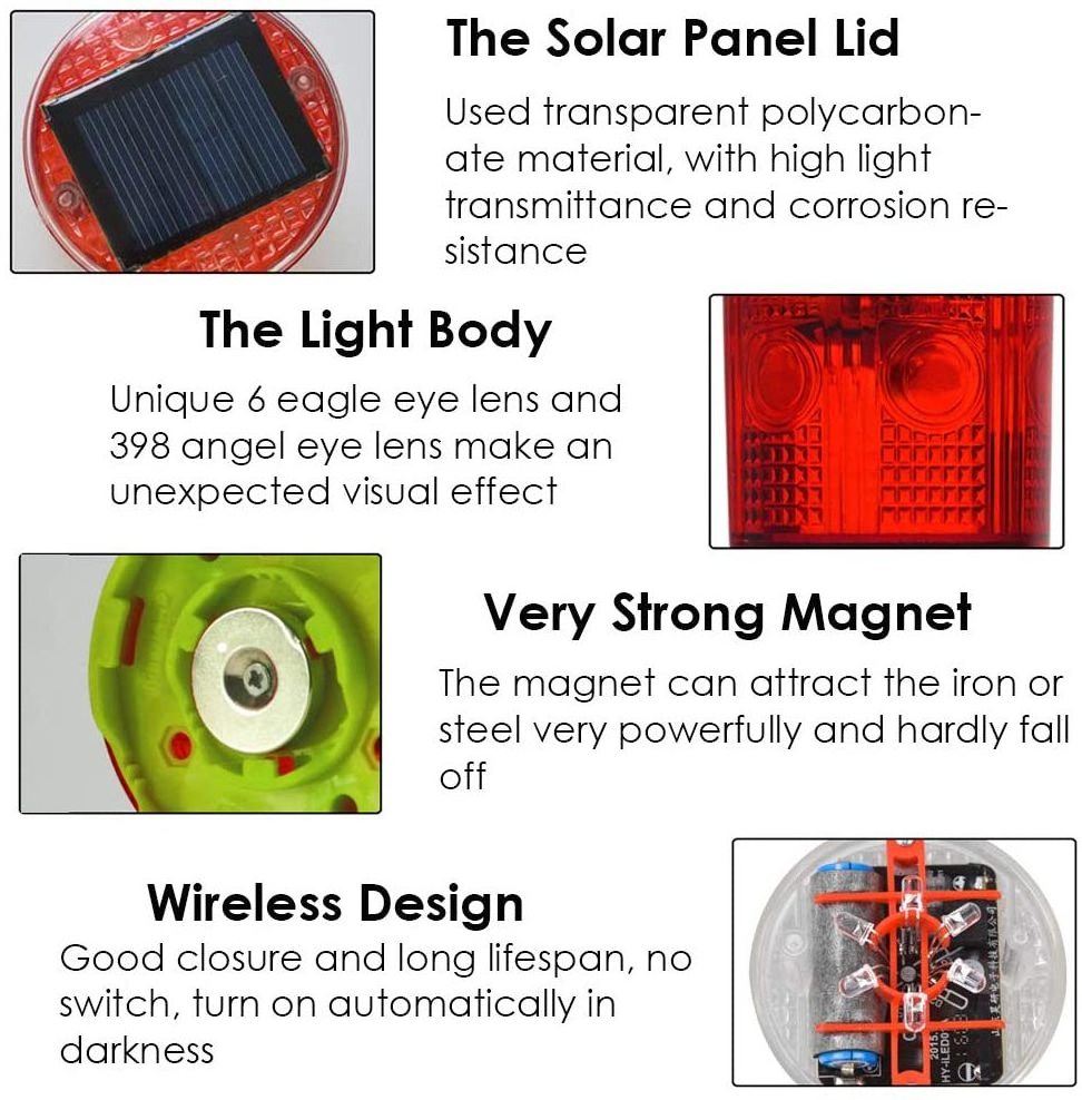 LED Solar Strobe Warning Light Flashing Construction Safety Road Traffic Automatic warning light