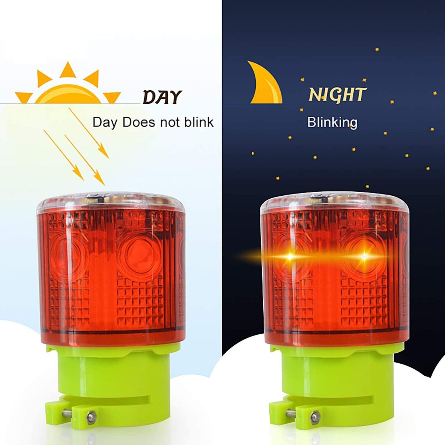 LED Solar Strobe Warning Light Flashing Construction Safety Road Traffic Automatic warning light