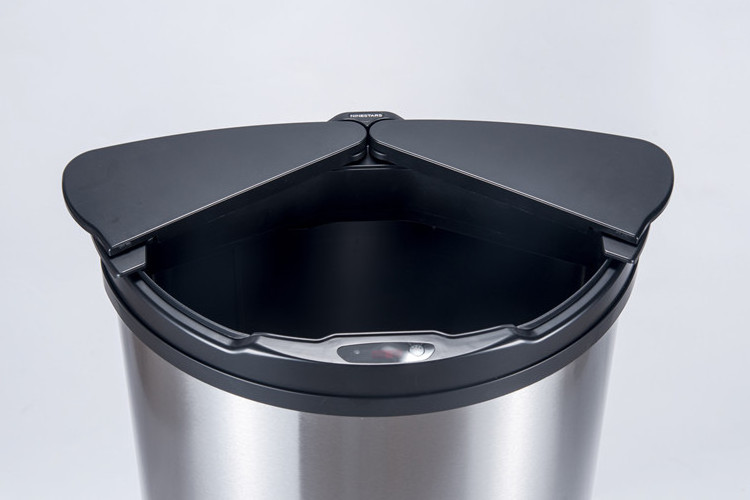 Sensor waste bin 47L Hot selling slide open touchless trash bin smart stainless steel can