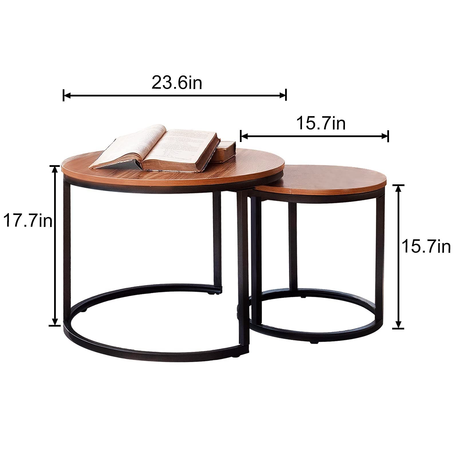 Nesting Side Set of 2 End Table Top Sturdy Metal Frame Desk  industrial coffee table