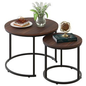 Nesting Side Set of 2 End Table Top Sturdy Metal Frame Desk  industrial coffee table