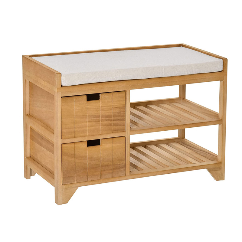 Modern Furniture Bamboo Shoe Organizer Shoe Rack Bench with Storage Shelf