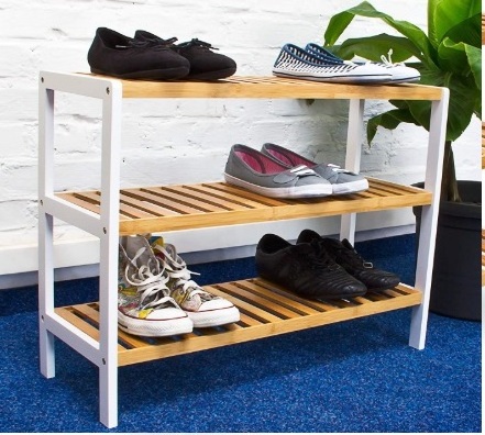 Totally Bamboo Shoe Rack 3-Tier Free Standing Entryway Home Storage Eco-friendly Shoe Organizer