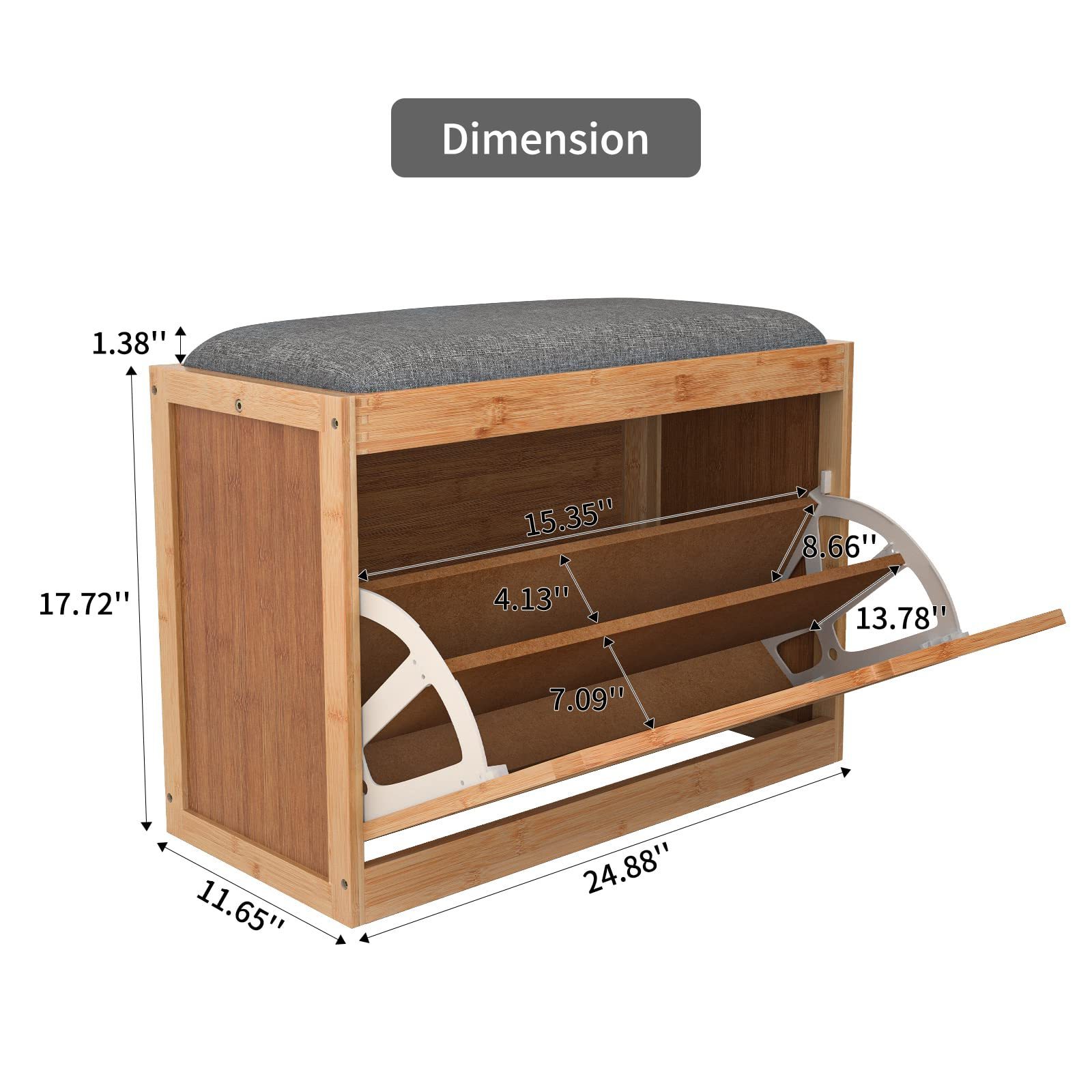 Storage table with flip drawer hidden shoe locker bamboo shoe cabinet