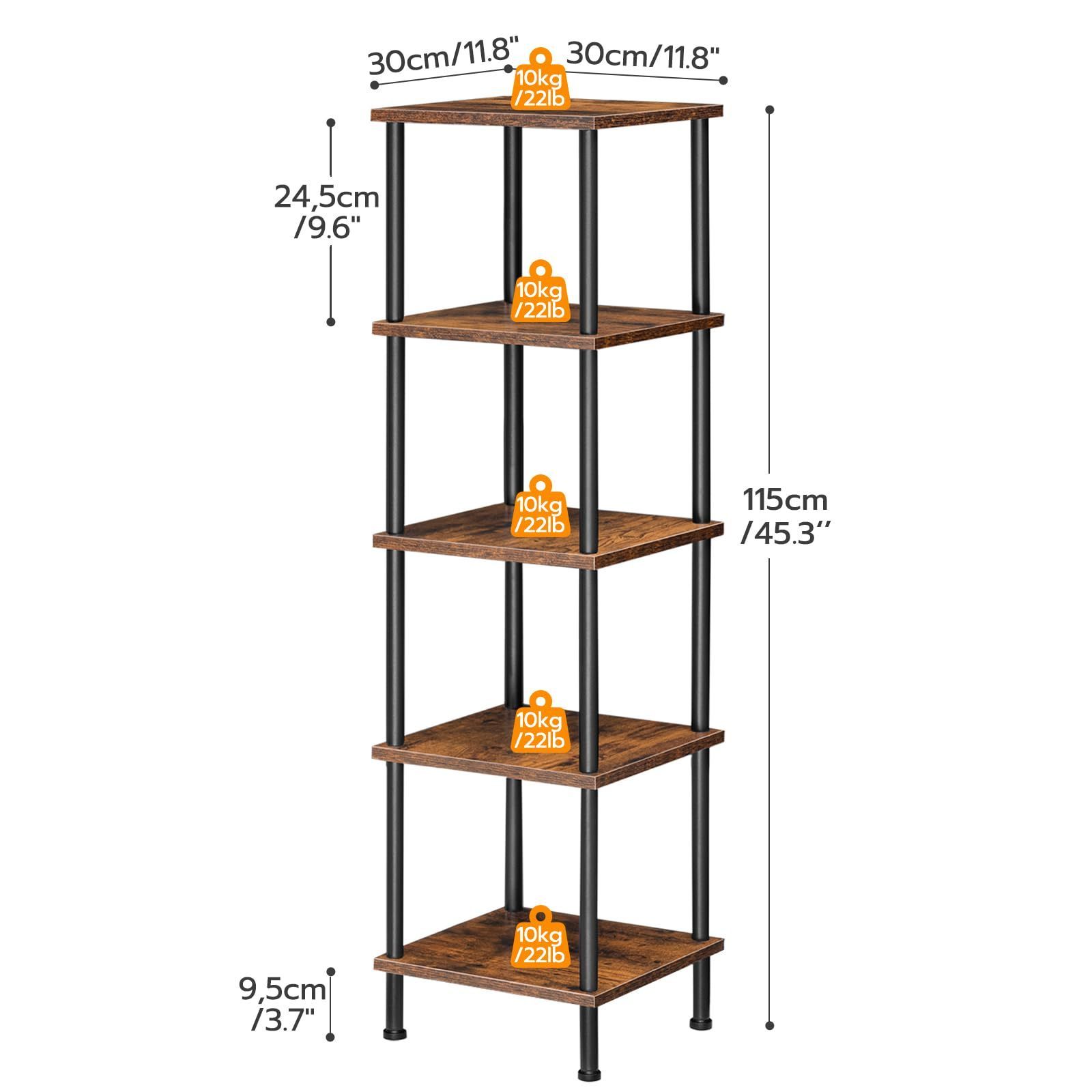 5 Tier Corner Shelf Stand Corner Square Rack Display Shelf, Tall Storage Plant Stand metal storage rack