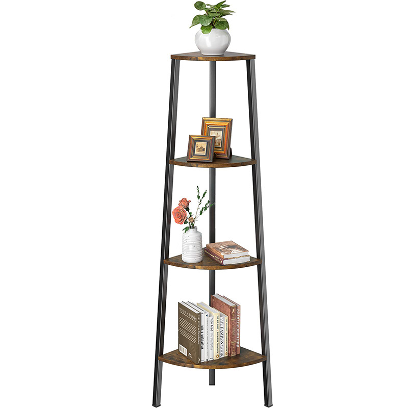 Wholesale Wooden 4 Tier Space Saving Corner Storage and Display Rack Shelf for Living Room Bathroom Kitchen