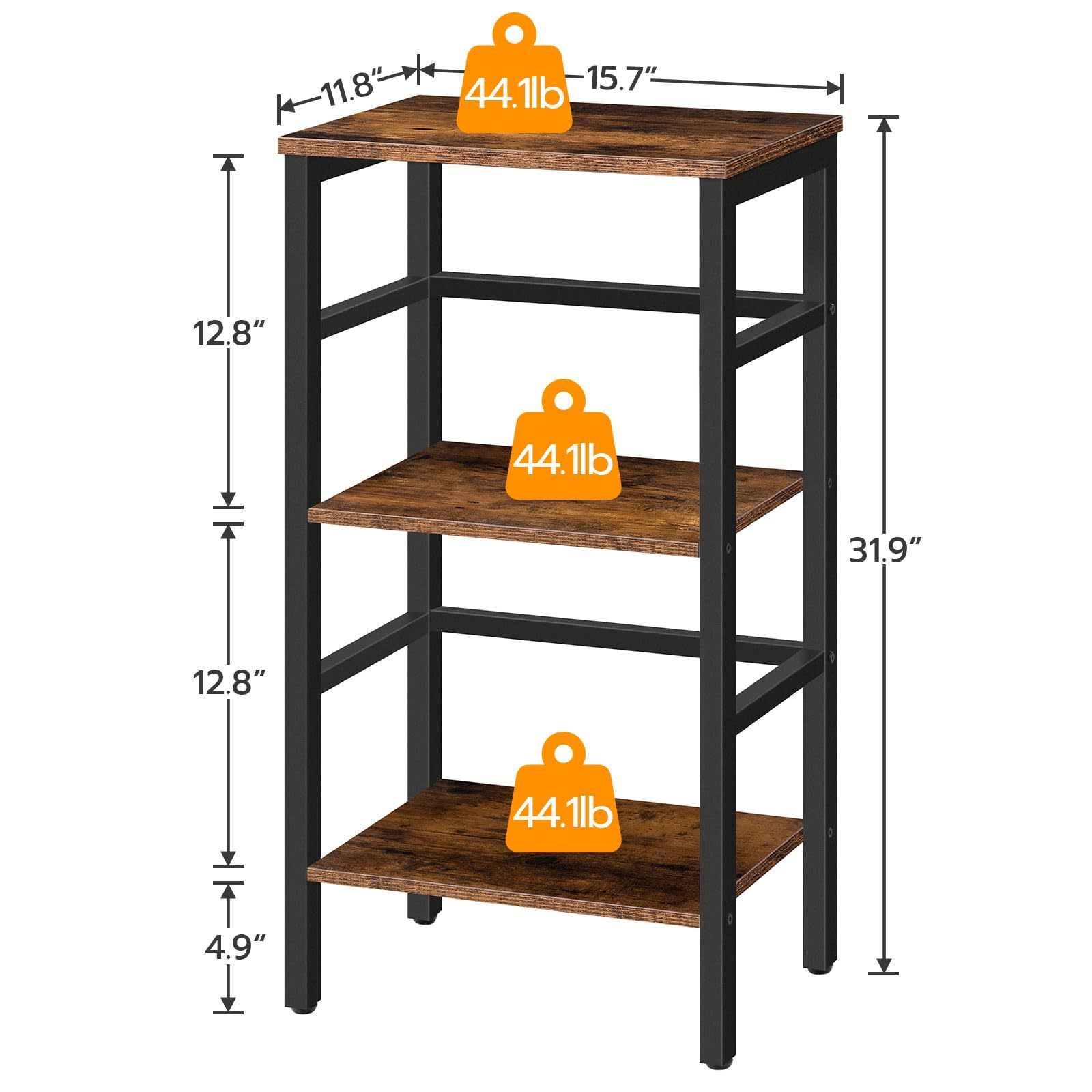 3 Tier Bookshelf Narrow Bookshelf, Record Storage Rack with Side Fence Free-Standing Shelf Units