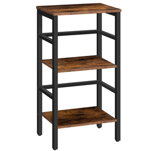 3 Tier Bookshelf Narrow Bookshelf, Record Storage Rack with Side Fence Free-Standing Shelf Units