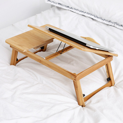 Adjustable Breakfast Bed Tray Table Laptop Folding Computer Bamboo Desk with Drawer