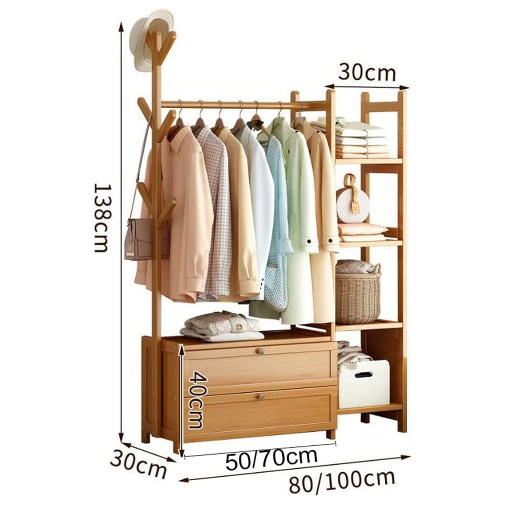 Multifunctional clothe hanger for organize daily necessities bamboo wardrobe organizer