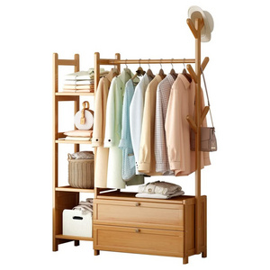 Multifunctional clothe hanger for organize daily necessities bamboo wardrobe organizer