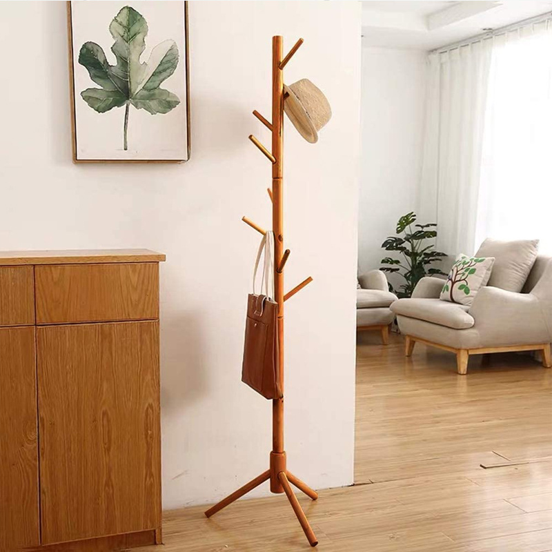 Easy Assembly Hallway Entryway Tree Free Standing Bamboo Coat Rack Bamboo Coat Rack with 8 Hooks