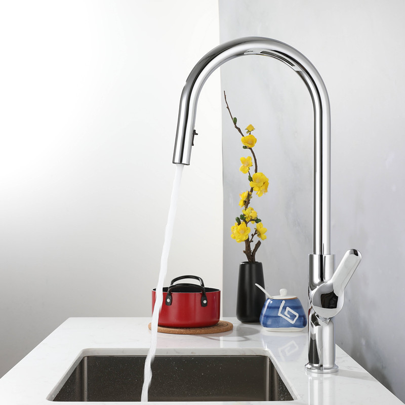 High Quality Hot Selling Fashionable Commercial Restaurant Flexible Sink Kitchen Faucet With Pull Down Spray Head