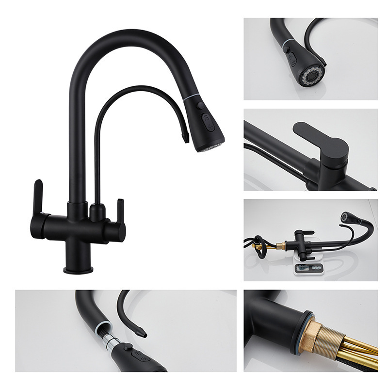 Brand New With Pull Down Sprayer-Kitchen Gold Kitchen Faucet Wall Mounted Kitchen Faucet