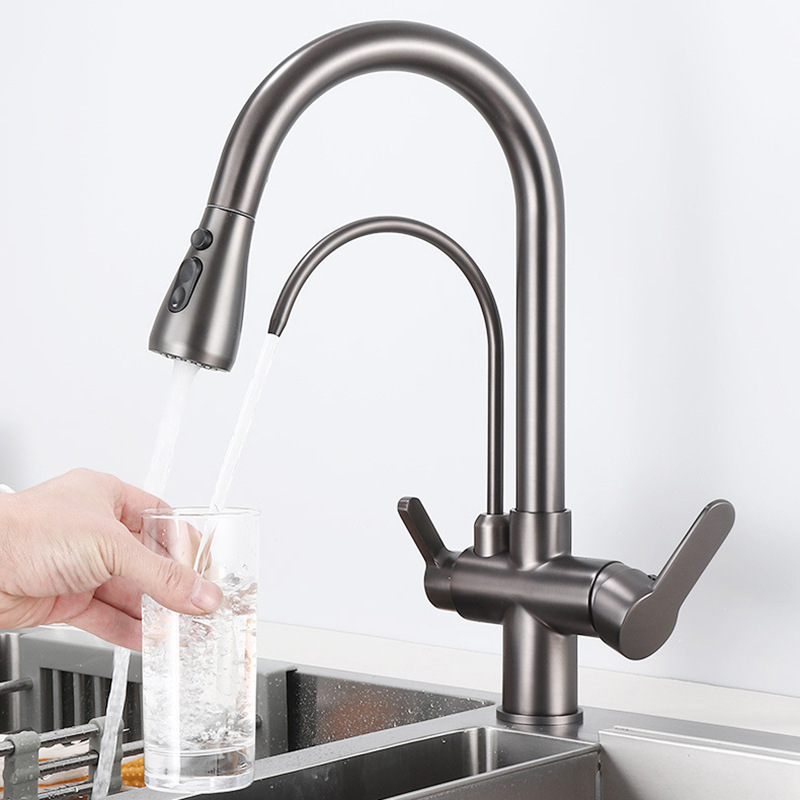 2023 faucet antique kitchen tap kitchen faucet with detachable hose pull out kitchen faucet waterfall