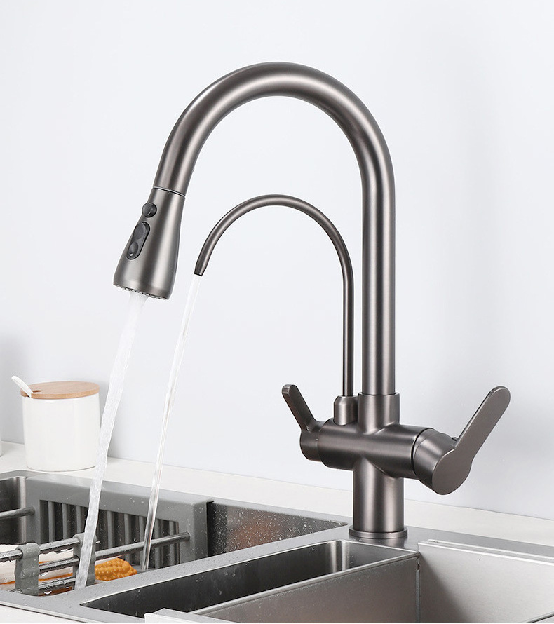 2023 faucet antique kitchen tap kitchen faucet with detachable hose pull out kitchen faucet waterfall