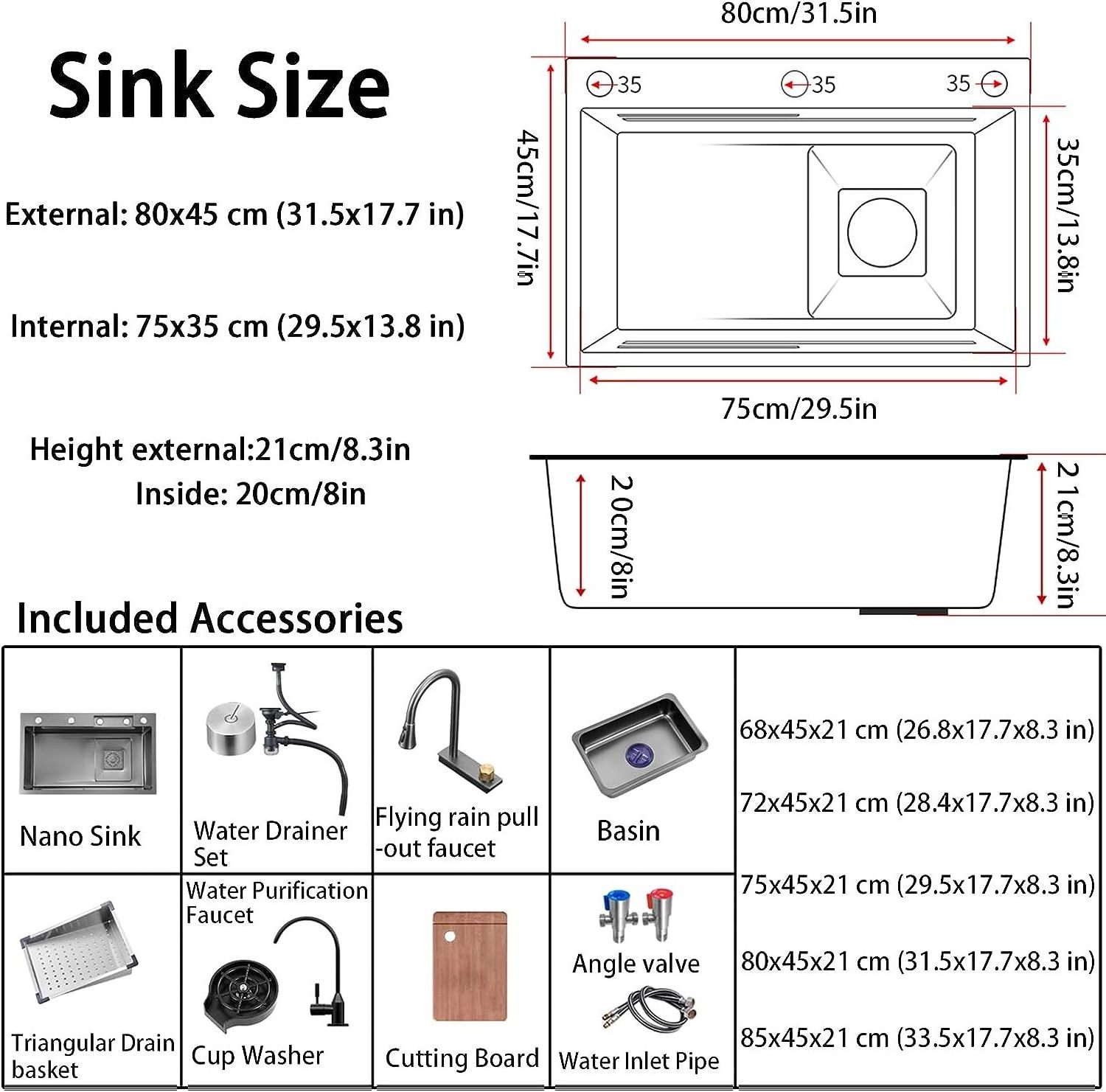 Stainless Steel Workstation Kitchen Sinks with Integrated Ledge and Waterfall Faucet