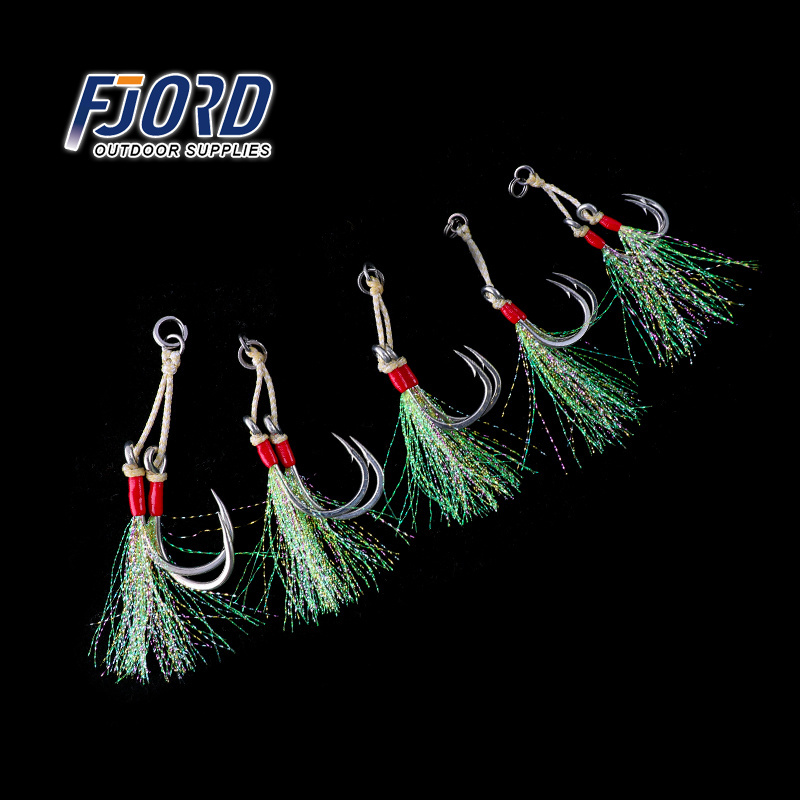 FJORD Jig Double Assist Jigging Fishing Hook With colorful silk