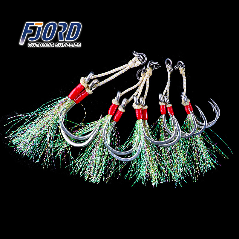 FJORD Jig Double Assist Jigging Fishing Hook With colorful silk