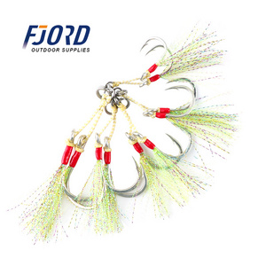 FJORD Jig Double Assist Jigging Fishing Hook With colorful silk