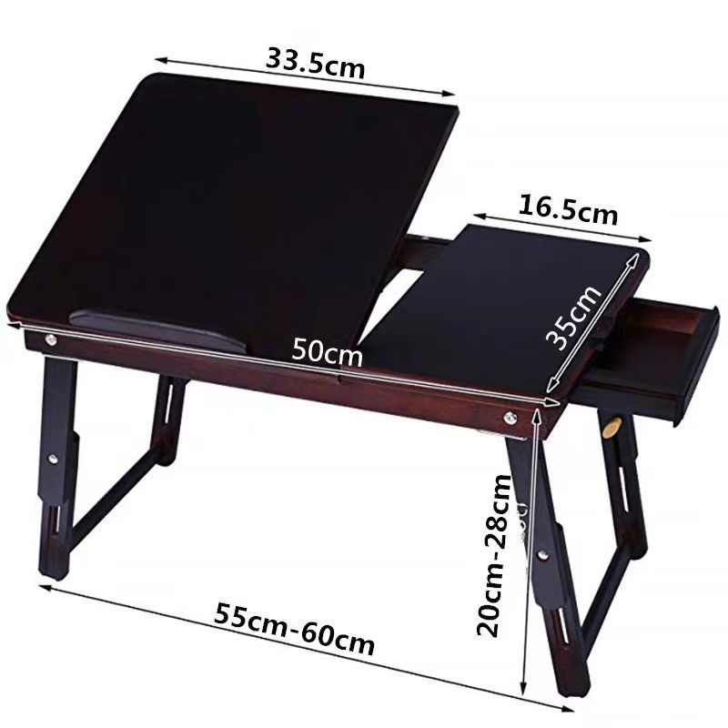 Bamboo Laptop Desk, Portable Folding Bed Laptop PC Desk Lap Tray with Adjustable Legs for Working Reading Placing Breakfast Food