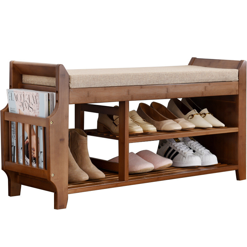 2 Tier Shoe Bench, Bamboo Shoe Rack Bench, Shoe Storage Bench Organizer for Entryway Hallway Living Room