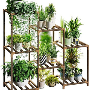 7Tier Bamboo Wood Tall Multi-Tiered Flower Holder  Plant Stands for Indoor Outdoor Plants shelf