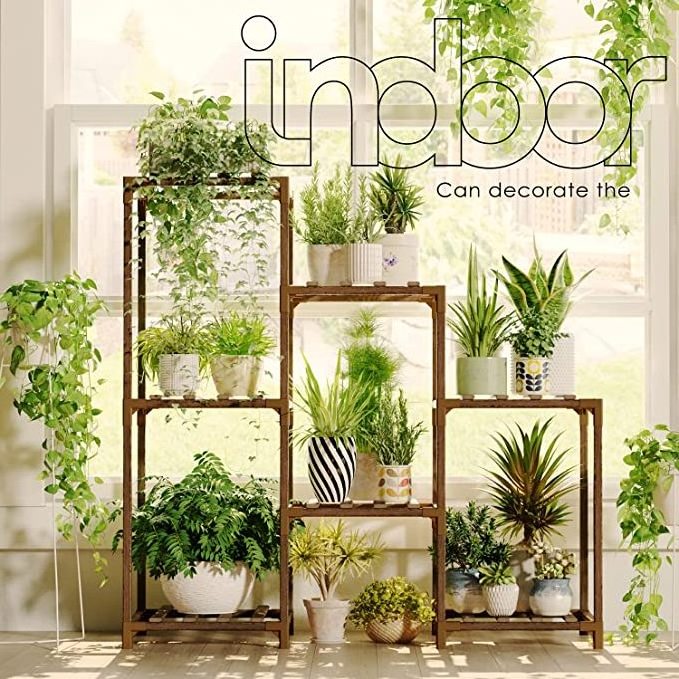 7Tier Bamboo Wood Tall Multi-Tiered Flower Holder  Plant Stands for Indoor Outdoor Plants shelf