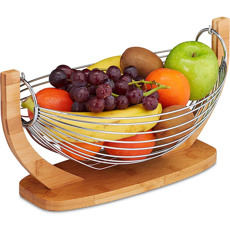 Fruit Basket, Banana Hammock, Vegetable Bowl, Bamboo & Stainless Steel