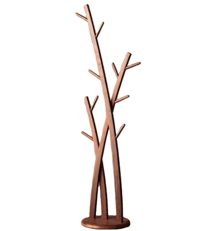 Wooden Coat Rack Free Standing -  Coat Tree/ 9 Hooks - Coats, Purses, Hats - Adjustable Sizes, Easy Assembly -walnut