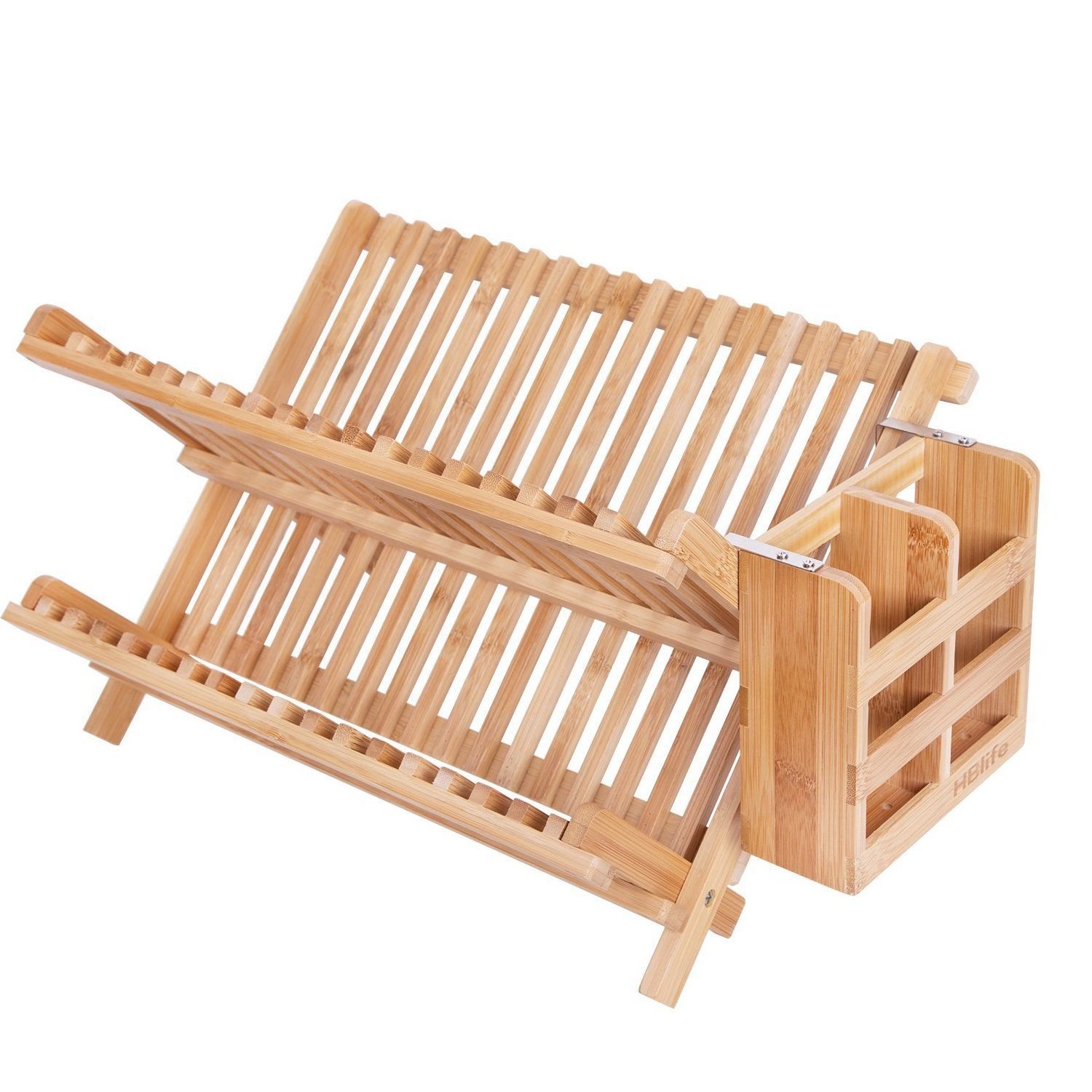 Bamboo dish rack plate rack Collapsible Compact dish drying rack ,Bamboo dish drainer